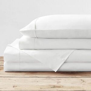 Purity Home 300 Thread Count Organic Cotton Percale King Sheet Set -White